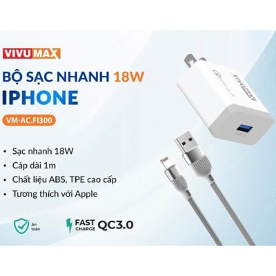 Bộ sạc nhanh 18W USB to Lightning VivuMax VM-AC. FI300