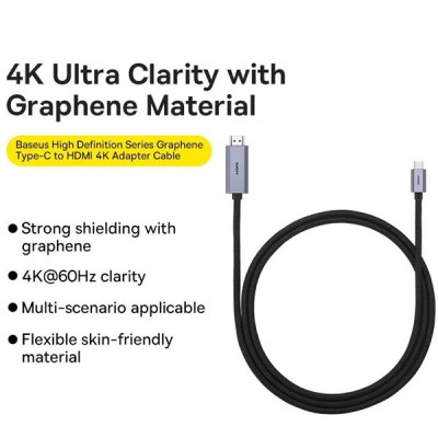 Cáp chuyển USB Type-C sang HDMI Baseus LVE043-2M-BK