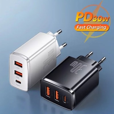 Củ sạc nhanh 30W 2 USB - USB C Baseus Compact LVJ009-UC-EW