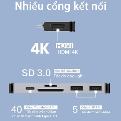 Cổng chuyển Acome MacBook Pro USB-C Hub 6in2 AHT600