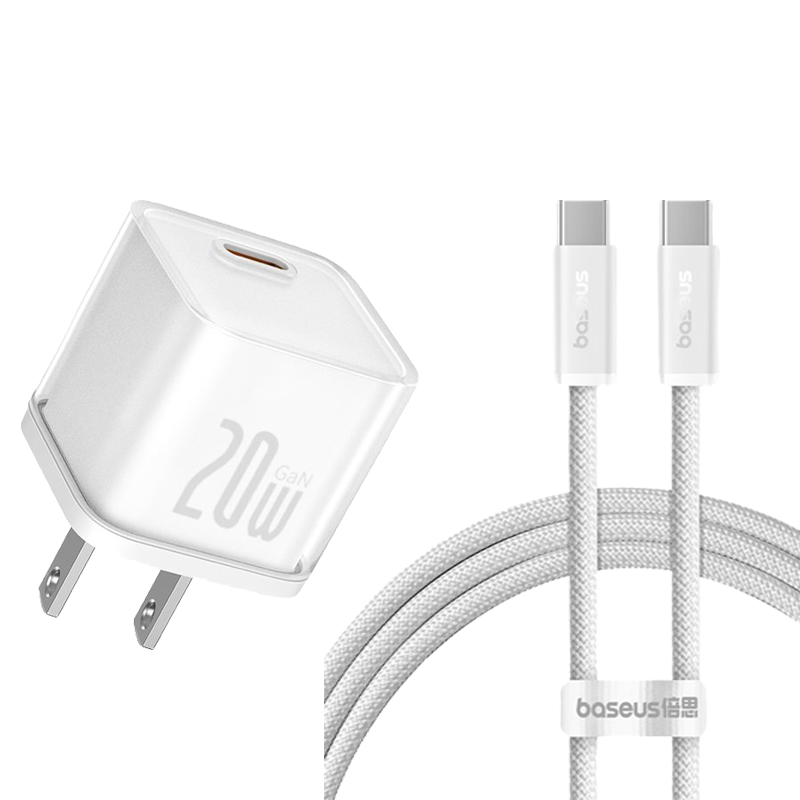 Bộ sạc nhanh 20W USB-C to USB-C Baseus GaN5S 6932172654474 Fast Charging LVJ052-CC-UW White