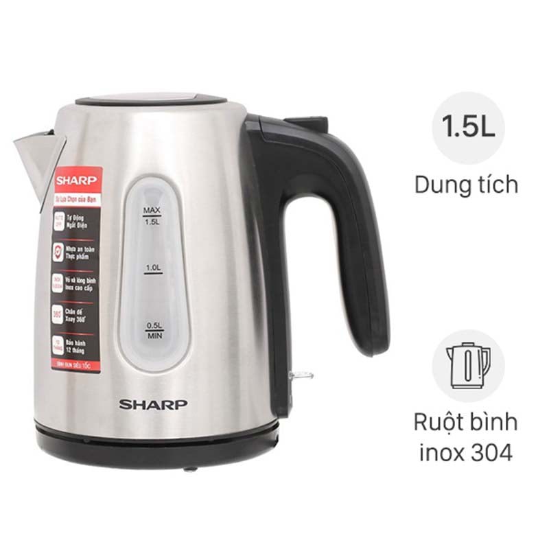 Bình đun siêu tốc Sharp 1.5 lít EKJ-15EVS-ST